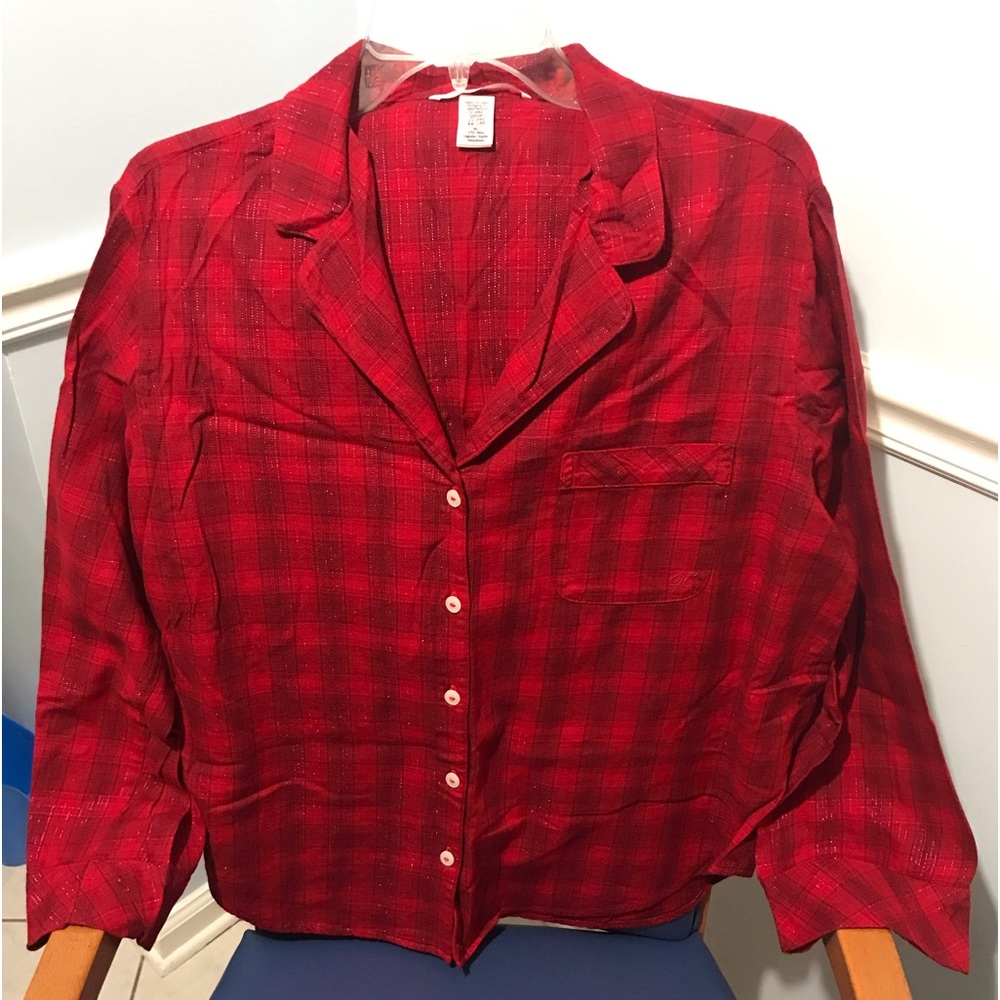 Victoria’s Secret red sparkly checkered 2-pc pajama set - Picture 5 of 16